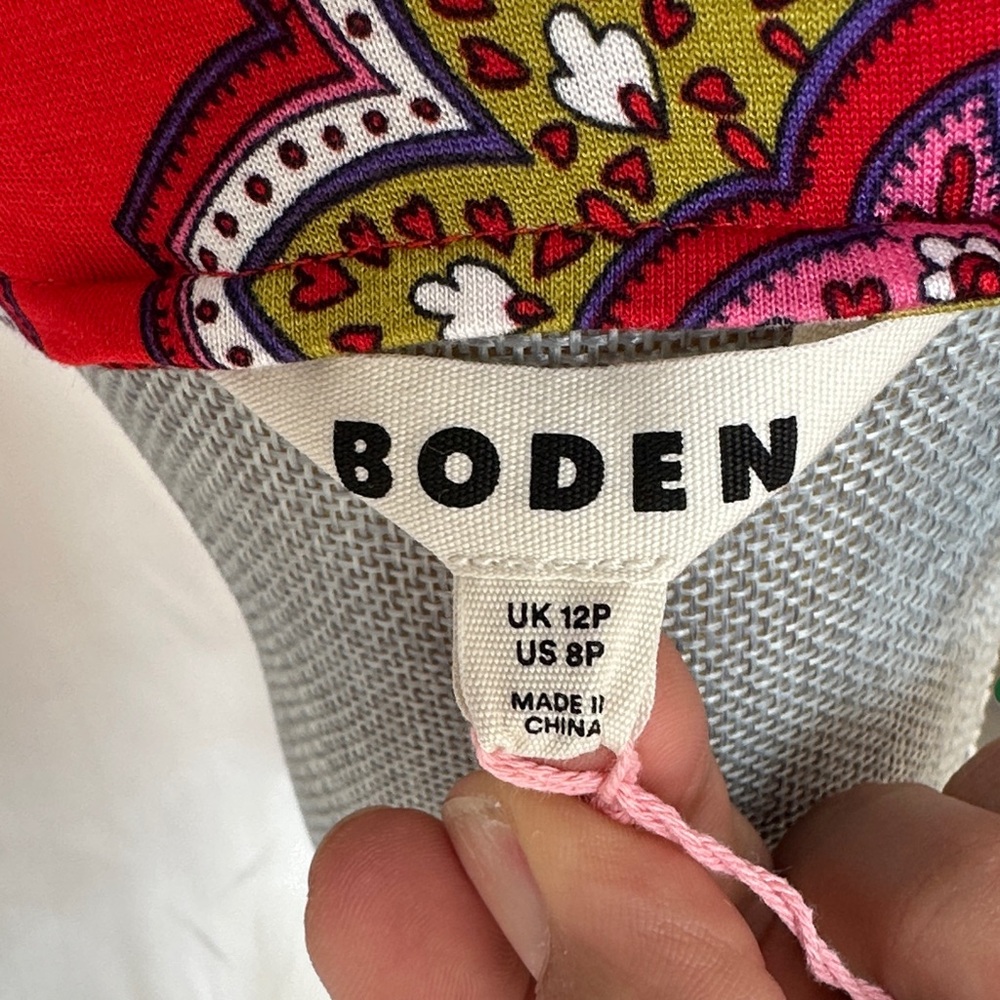 Boden Thea Red Paisley Long Sleeve Midi Dress - Picture 6 of 9